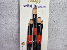 Pack 5 pinceles mango negro y rojo BOLONG plano